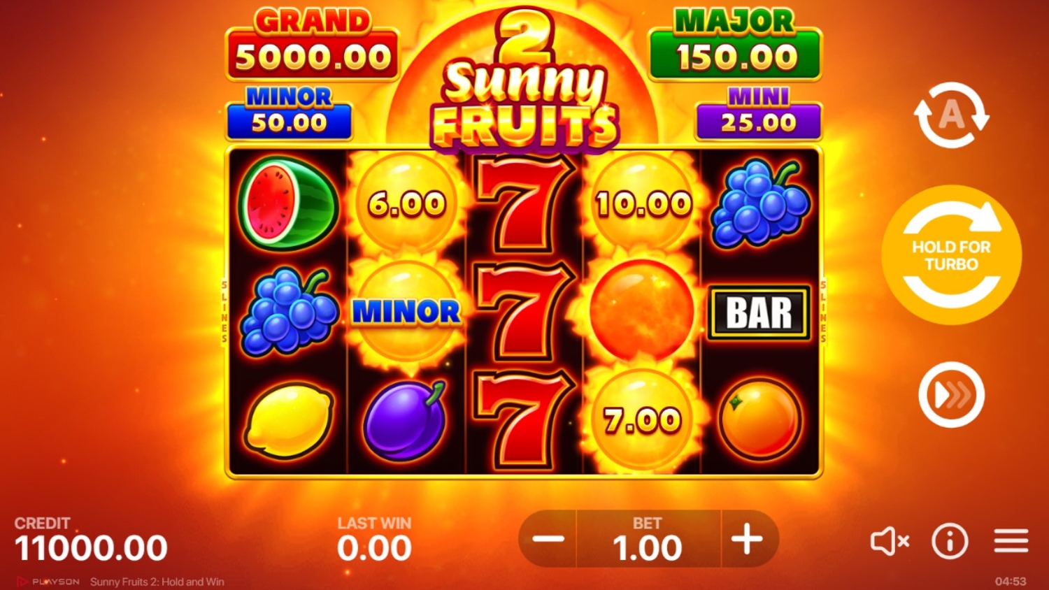 Sunny Fruits 2: Hold and Win Slot Gameplay