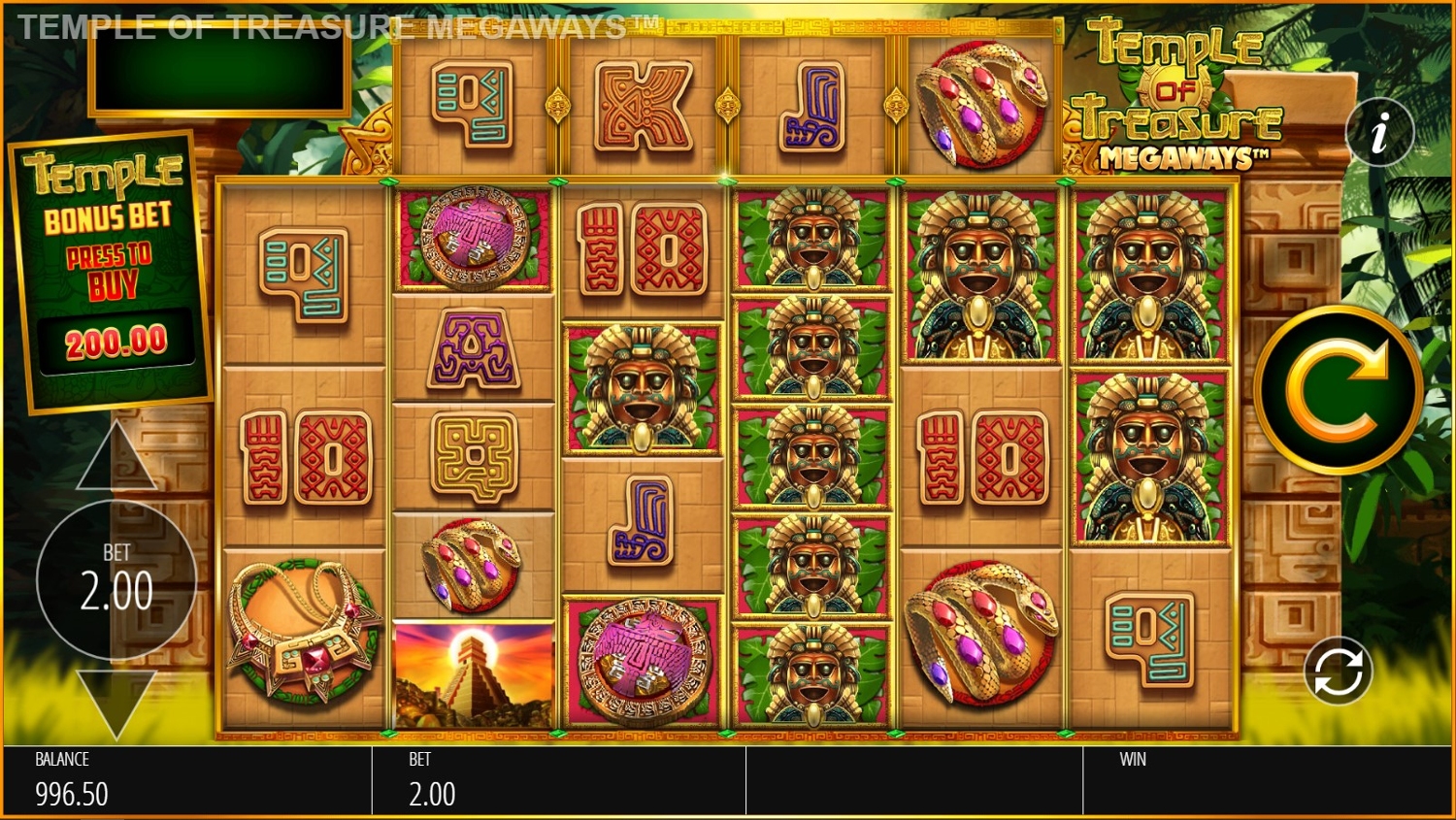 Temple of Treasure Megaways Slot Gameplay