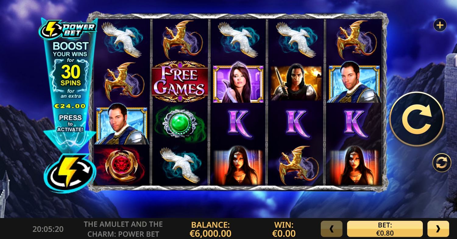 The Amulet And The Charm: Power Bet Slot Gameplay