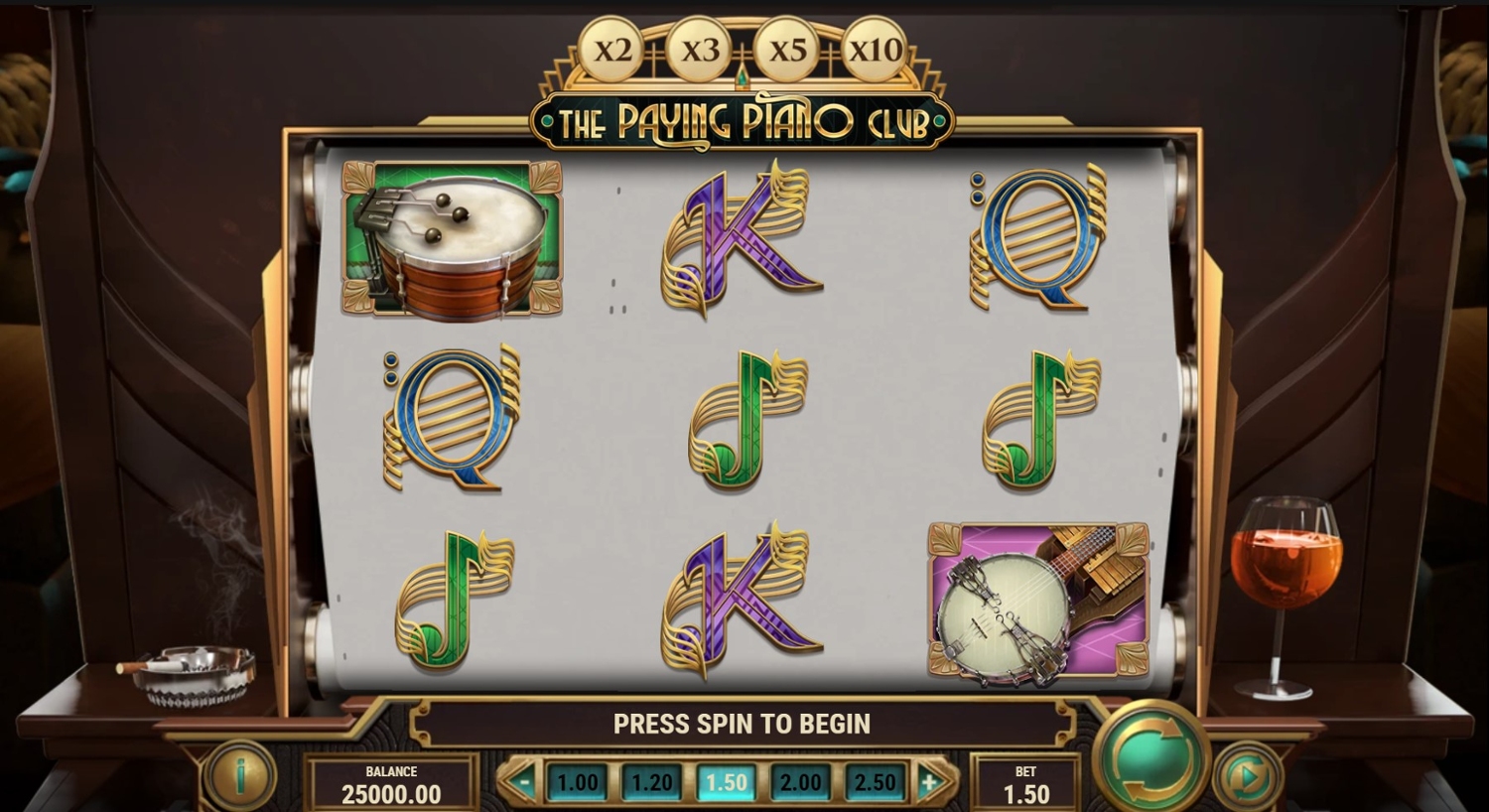 The Paying Piano Club Slot Gameplay