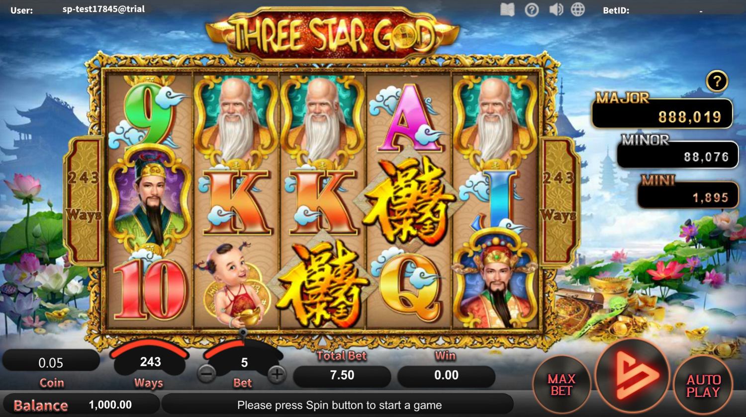 Three Star God Slot Gameplay