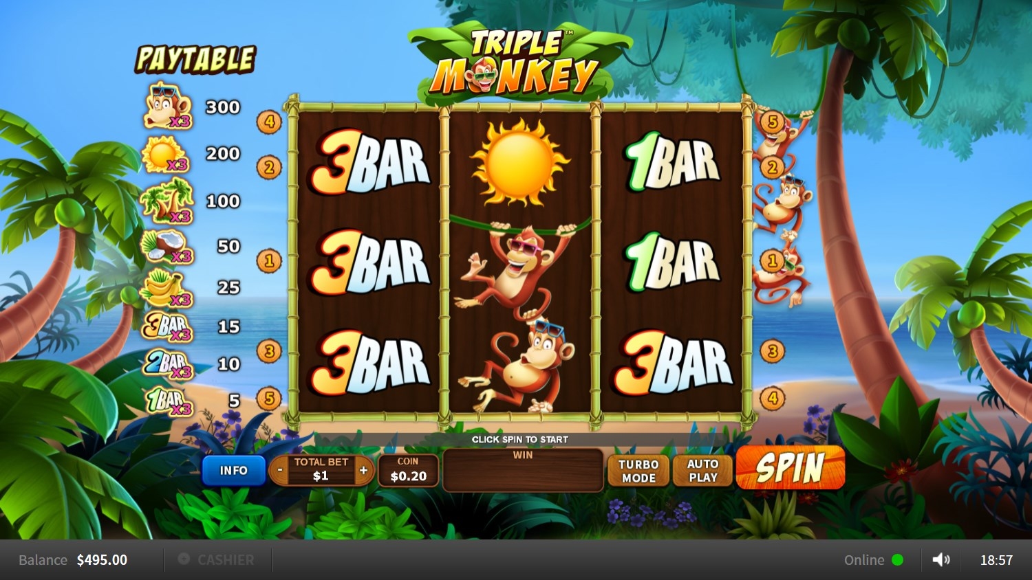 Triple Monkey Slot Gameplay