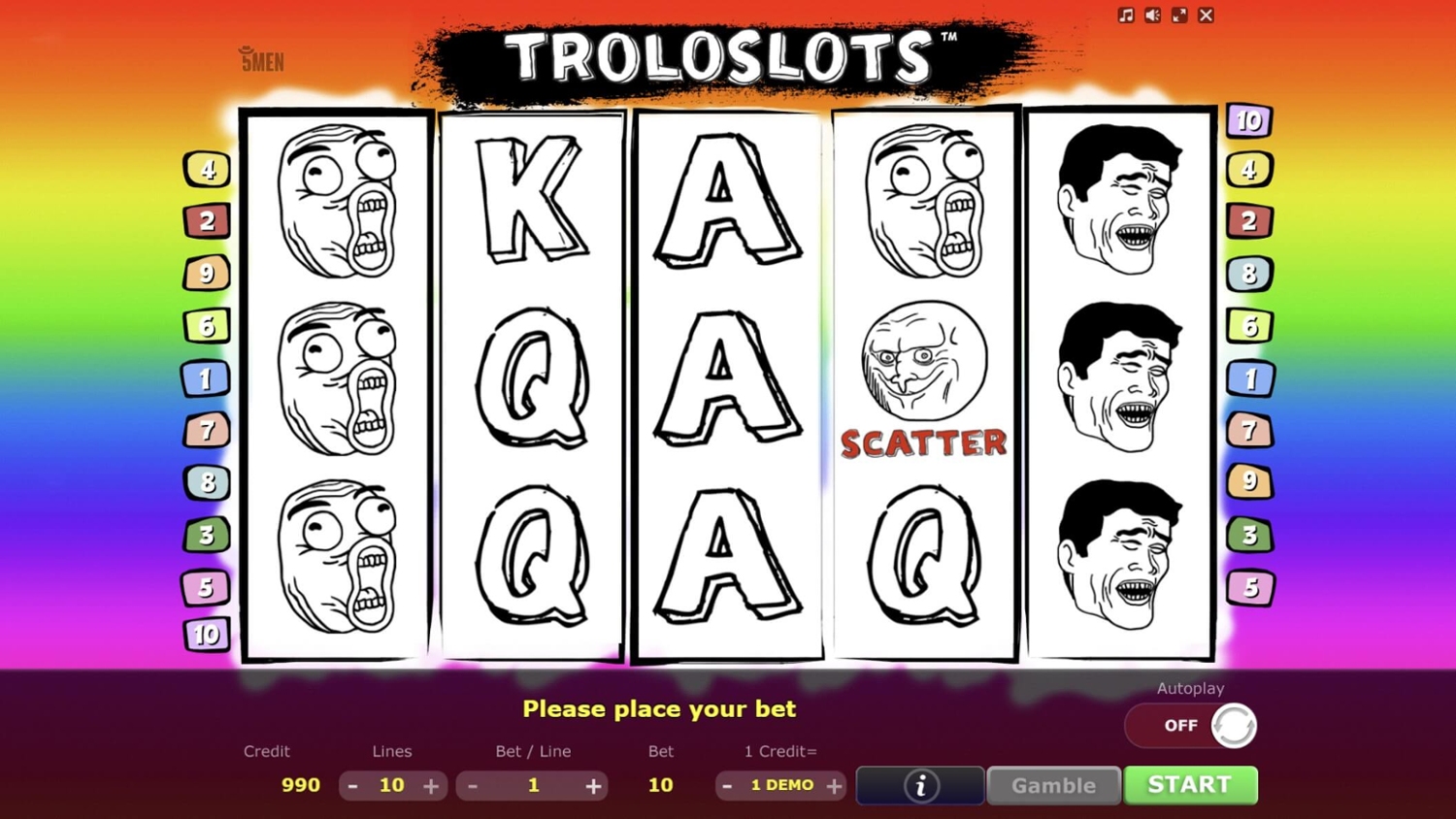 Troloslots Slot Gameplay