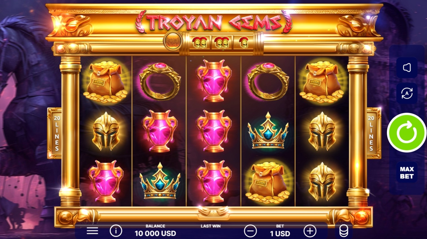 Troyan Gems Slot Gameplay
