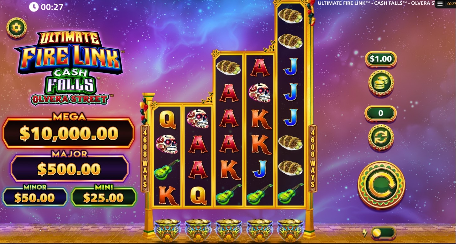 Ultimate Fire Link Cash Falls Olvera Street Slot Gameplay