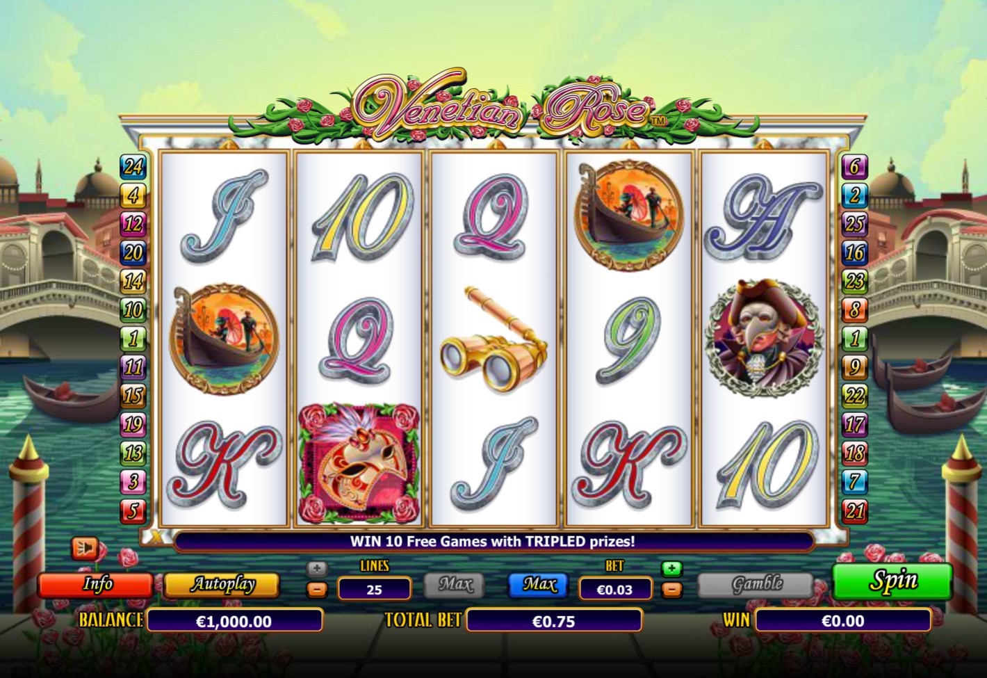 Venetian Rose Slot Gameplay