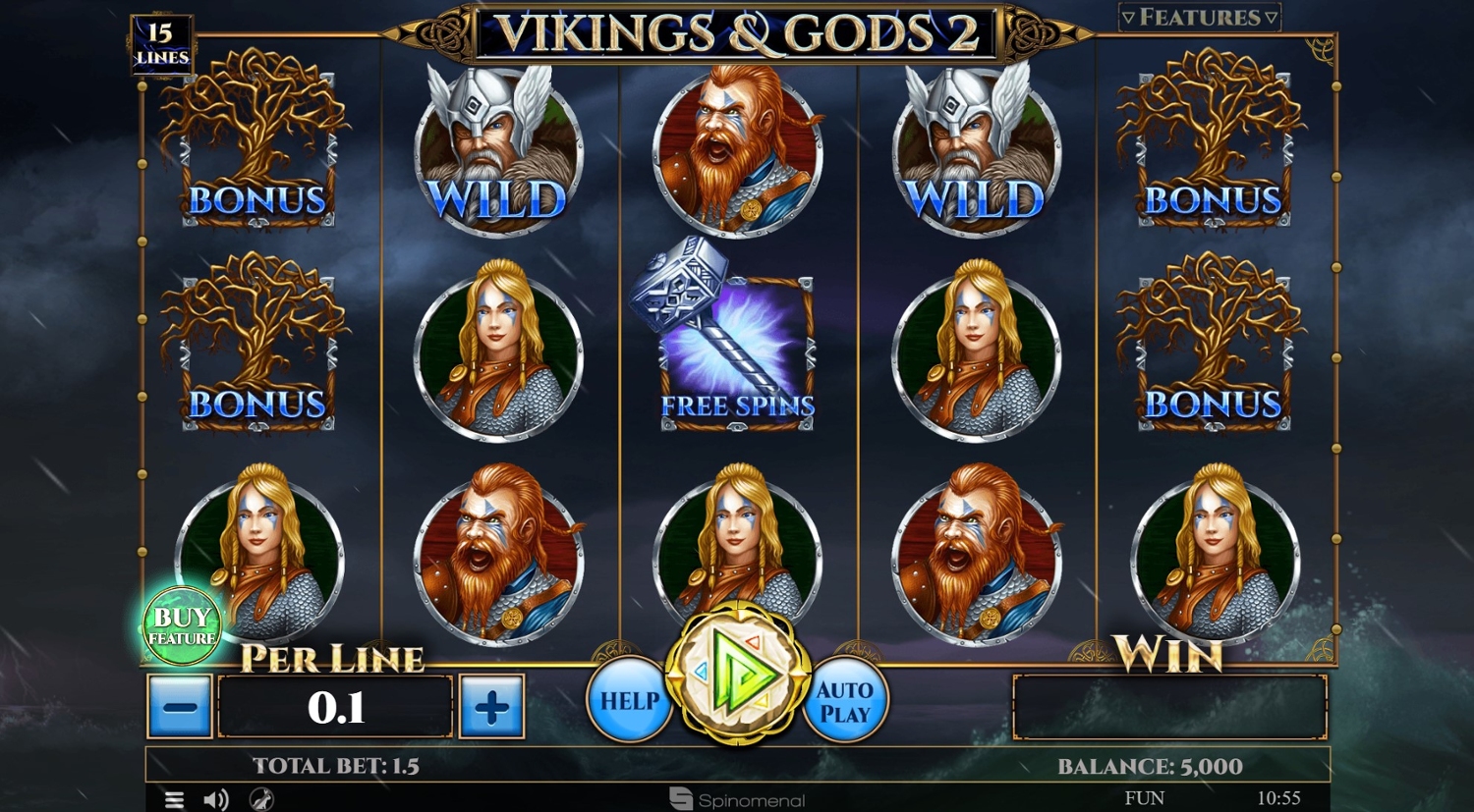 Vikings & Gods 2 - 15 Lines Slot Gameplay