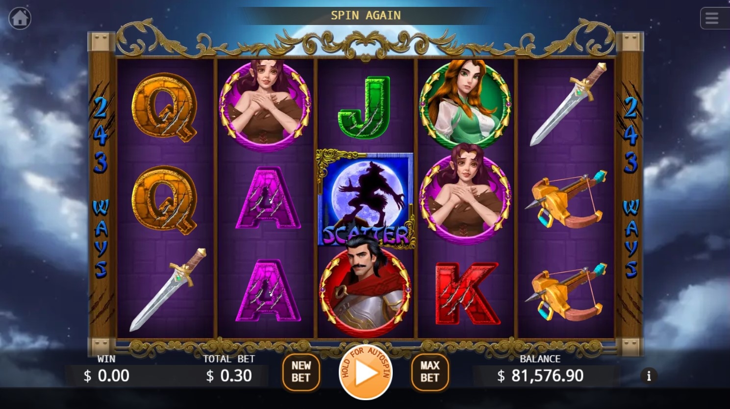 Werewolf (KA Gaming) Slot Gameplay