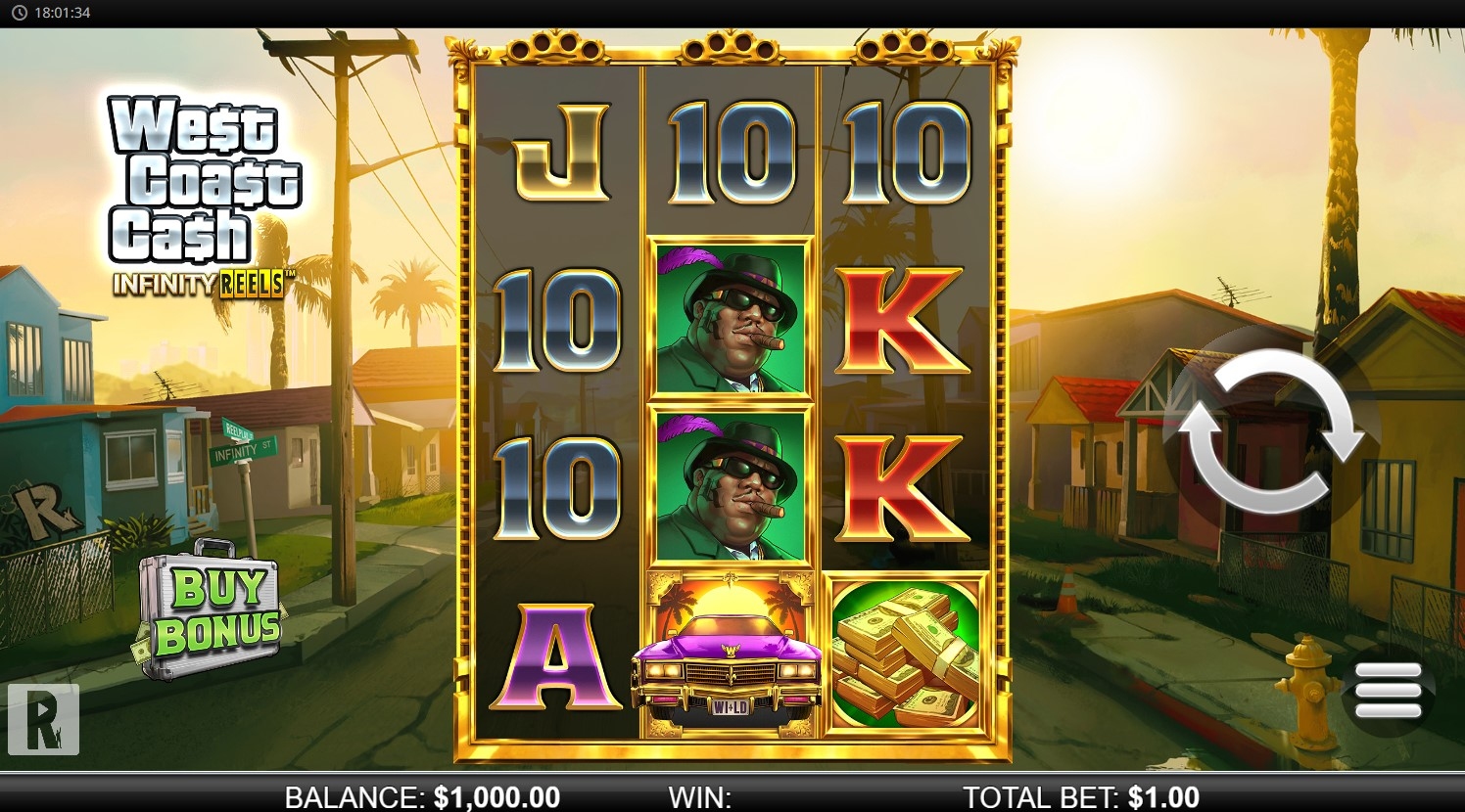West Coast Cash Infinity Reels Slot Gameplay