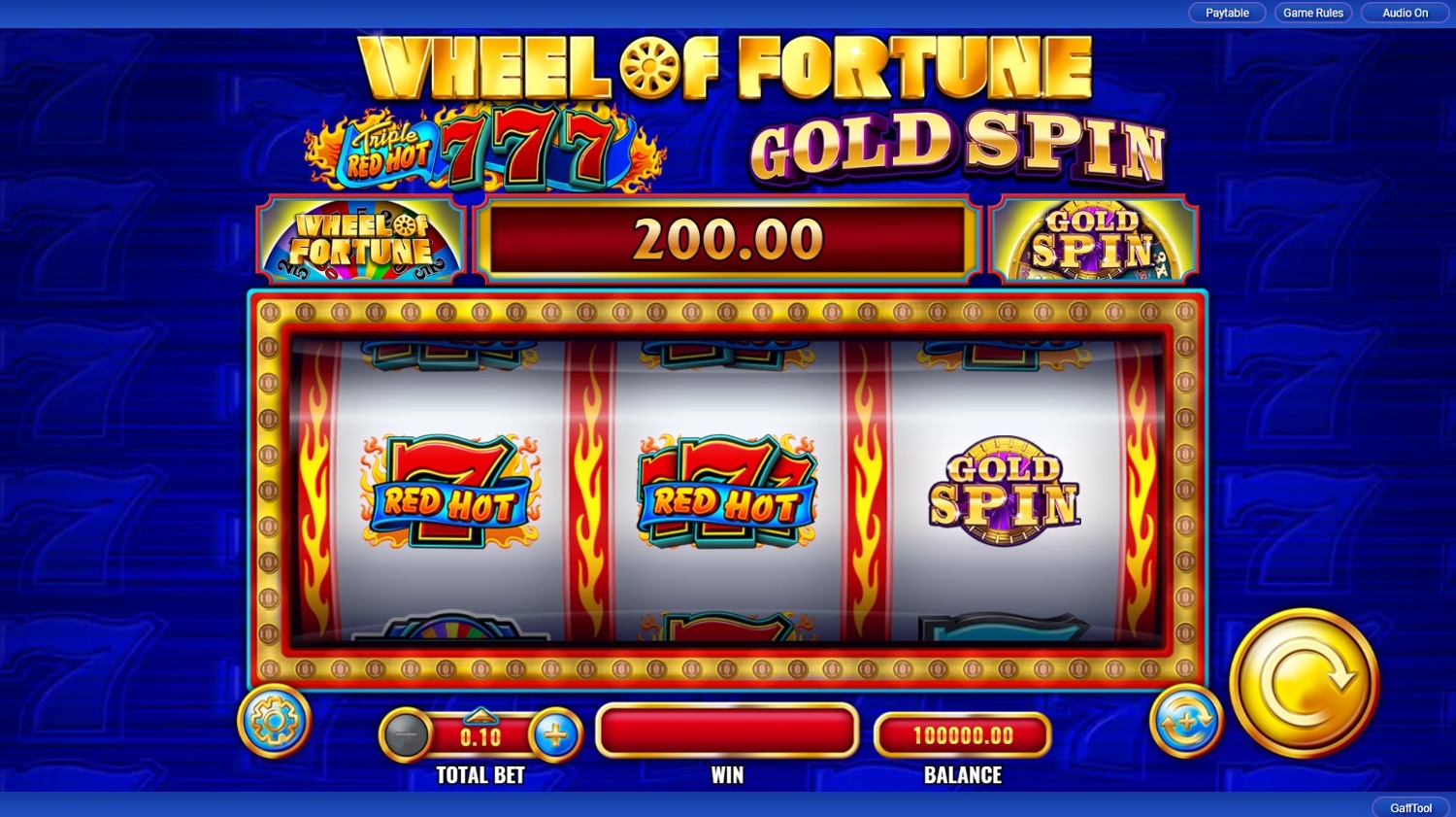 Wheel of Fortune Gold Spin Triple Red Hot 7s Slot Gameplay