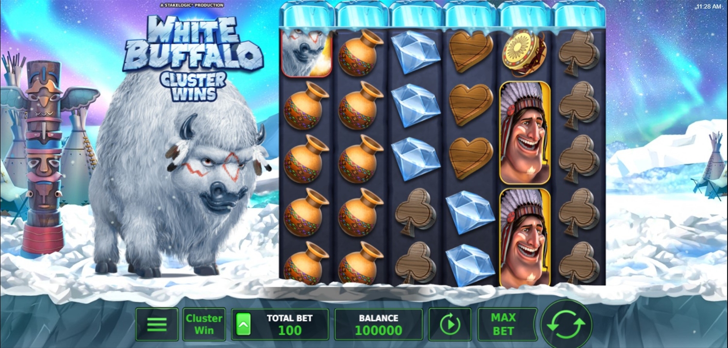 White Buffalo Cluster Wins Slot Gameplay