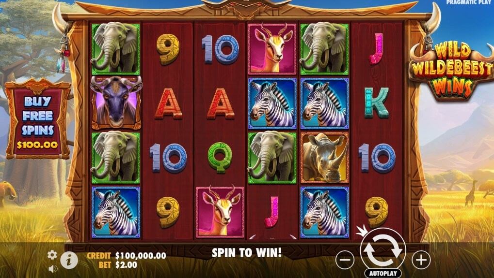 Wild Wildebeest Wins Slot Gameplay