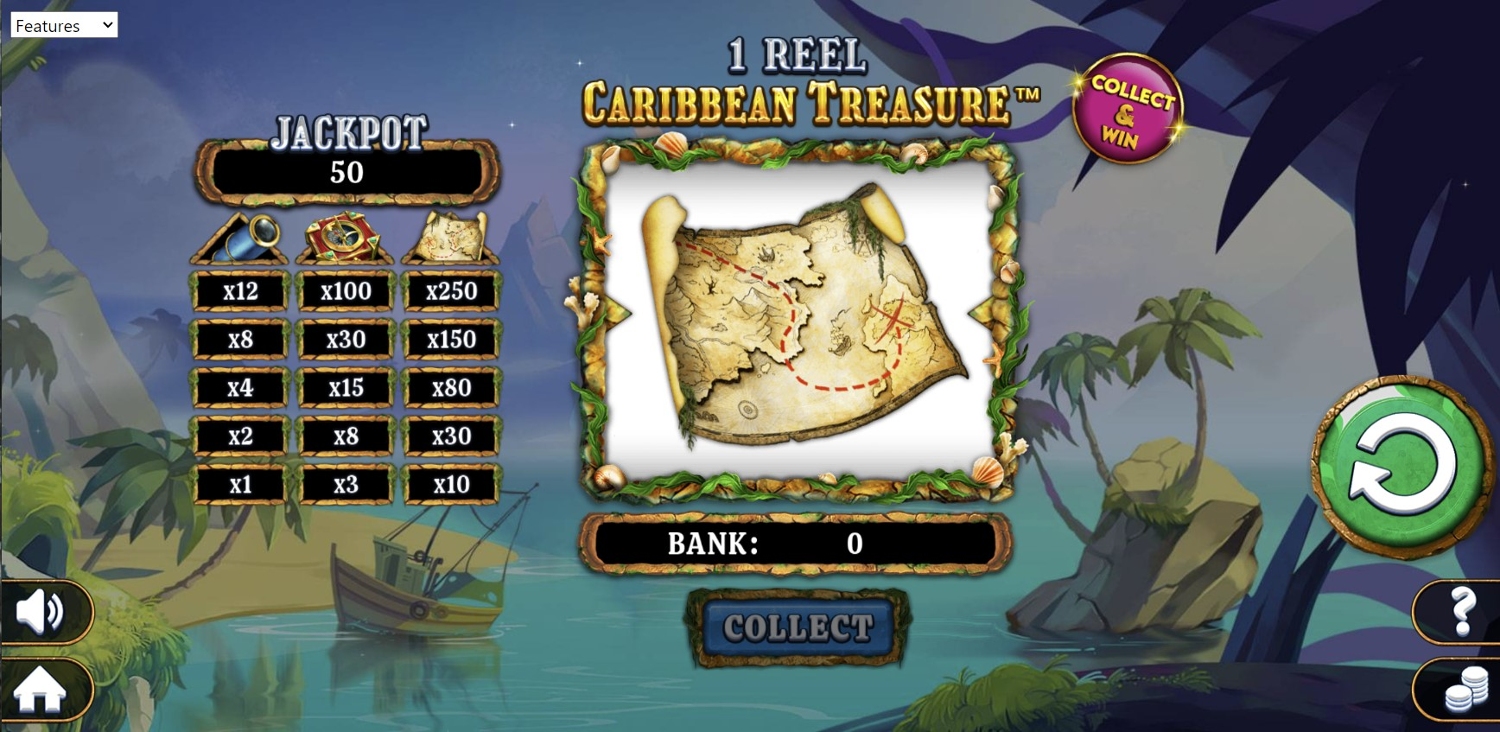 1 Reel Caribbean Treasure Gameplay Image