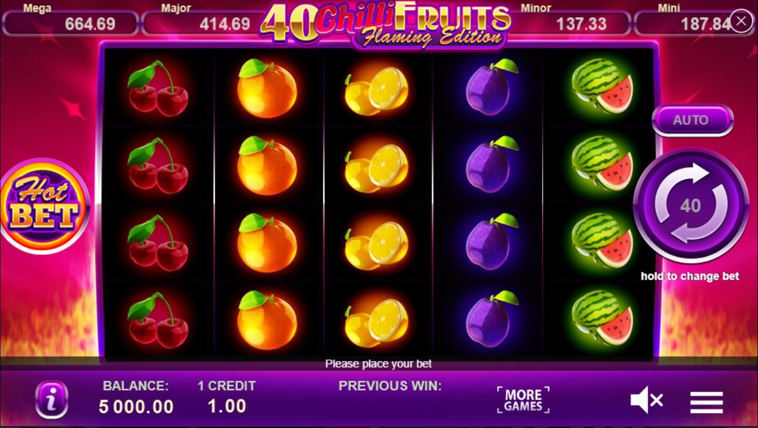 40 Chilli Fruits Flaming Edition Gameplay Image