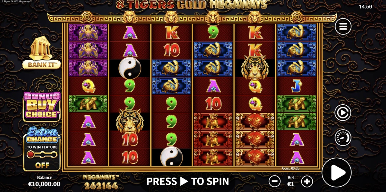 8 Tigers Gold Megaways Gameplay Image