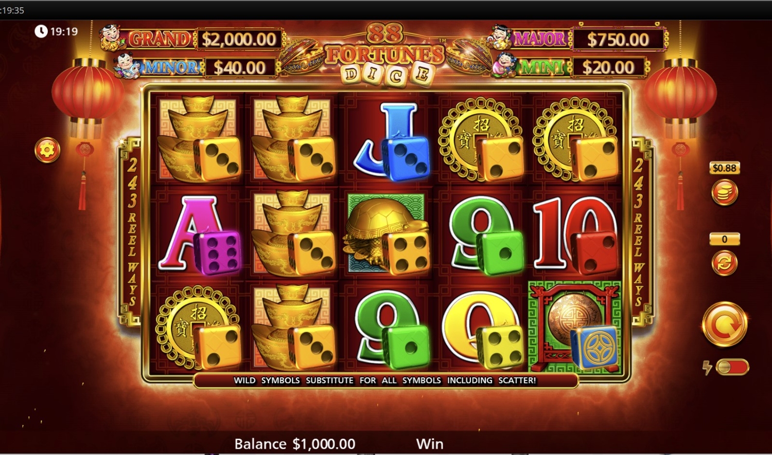 88 Fortunes Dice Gameplay Image