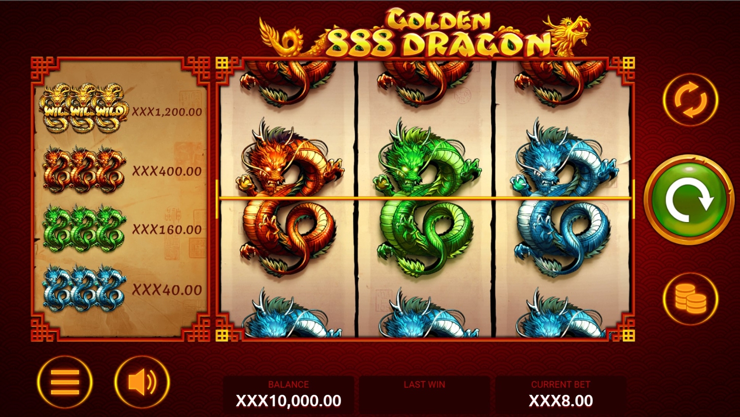 888 Golden Dragon Gameplay Image