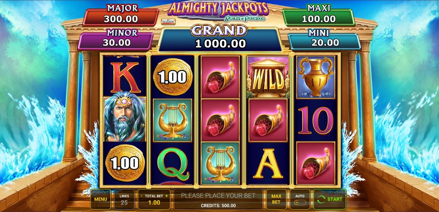 Almighty Jackpots“ Realm of Poseidon Gameplay Image
