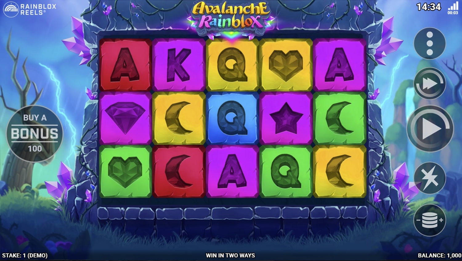 Avalanche with Rainblox Reels Gameplay Image