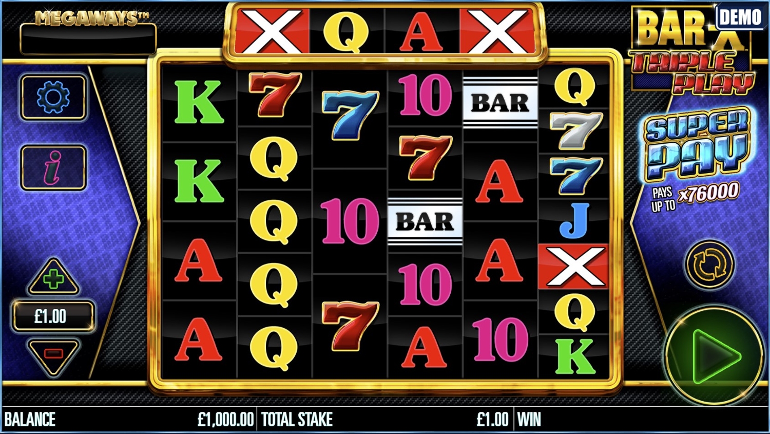 BAR-X Triple Play Megaways Gameplay Image