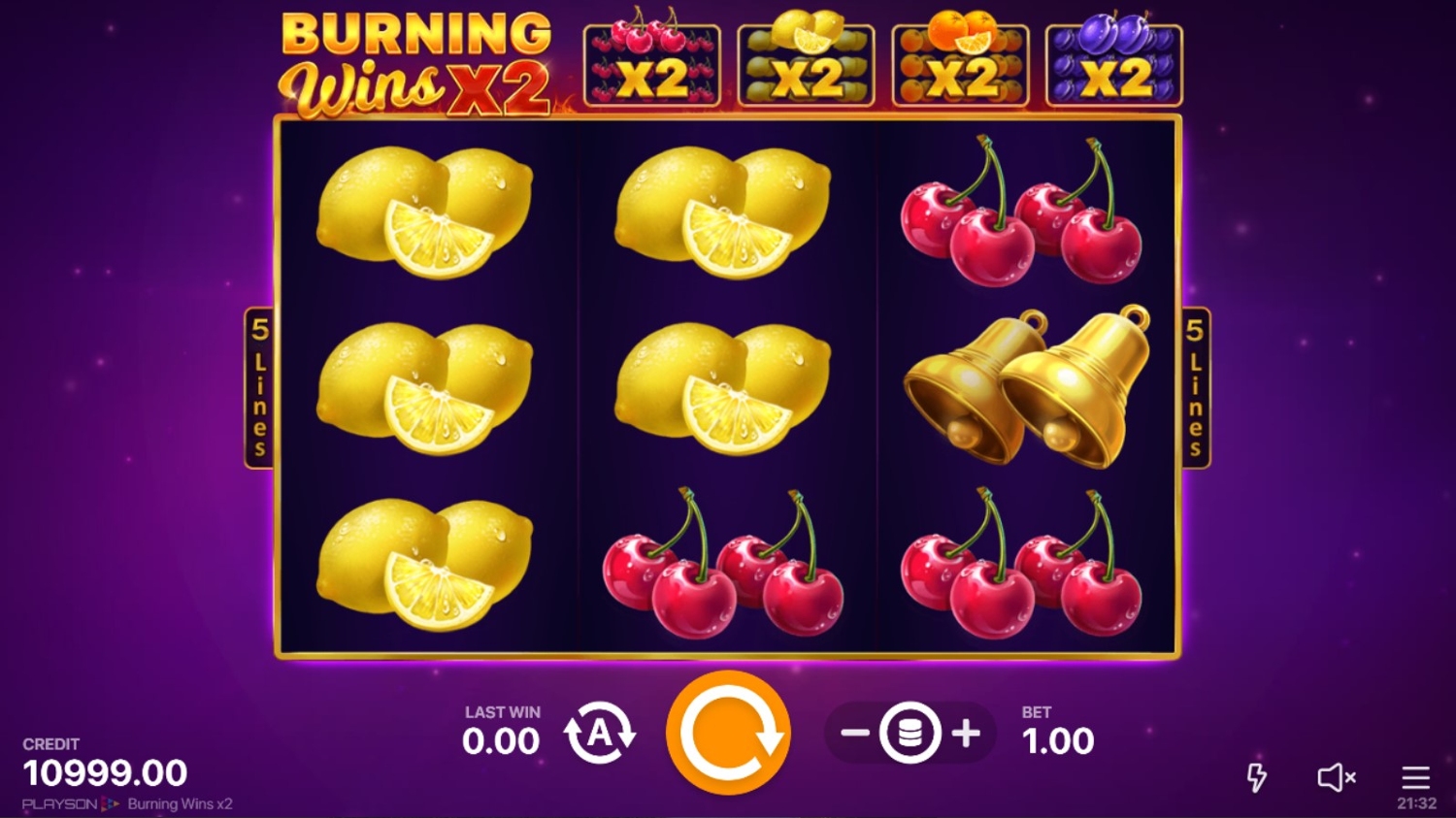 Burning Wins x2 Gameplay Image