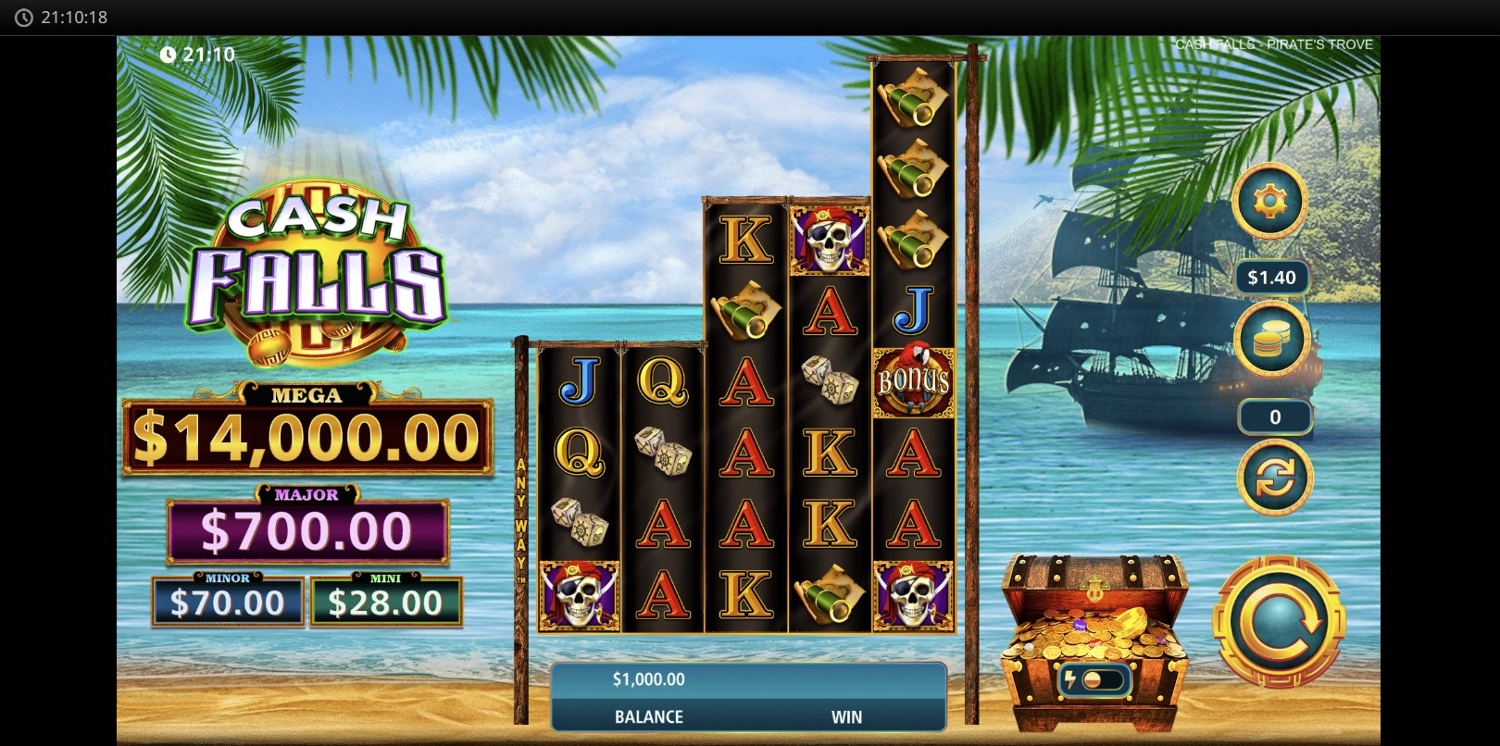 Cash Falls Pirate’s Trove Gameplay Image
