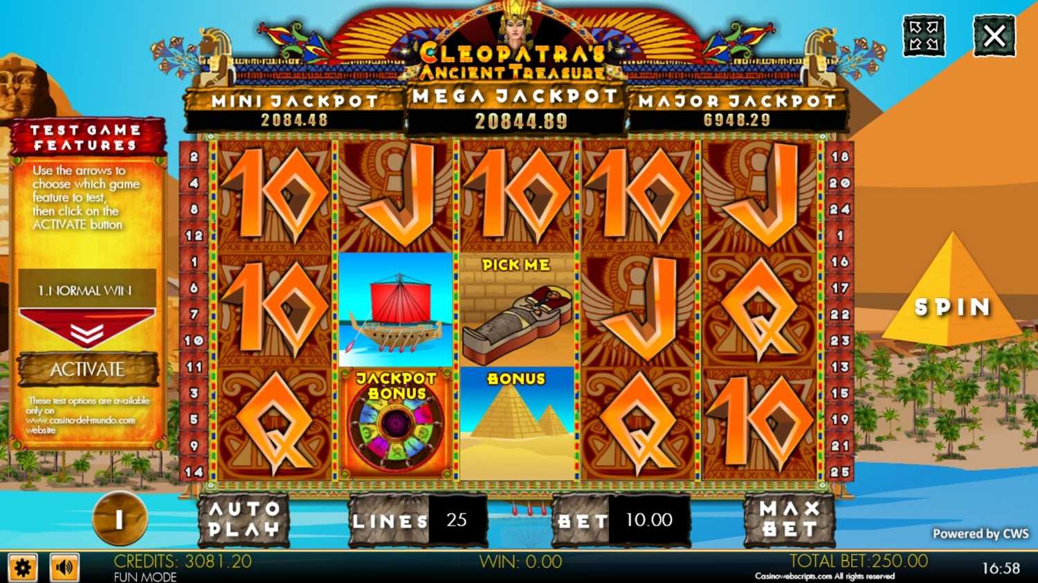 Cleopatra’s Ancient Treasure Gameplay Image