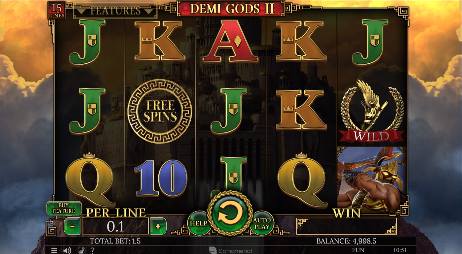 Demi Gods II 15 Lines Edition Gameplay Image