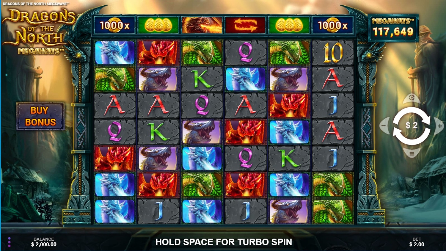 Dragons of the North Megaways Gameplay Image