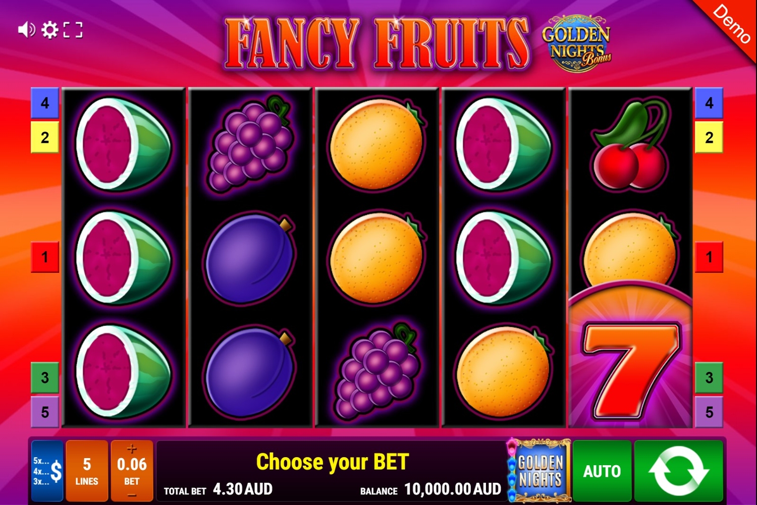 Fancy Fruits – Golden Nights Bonus Gameplay Image