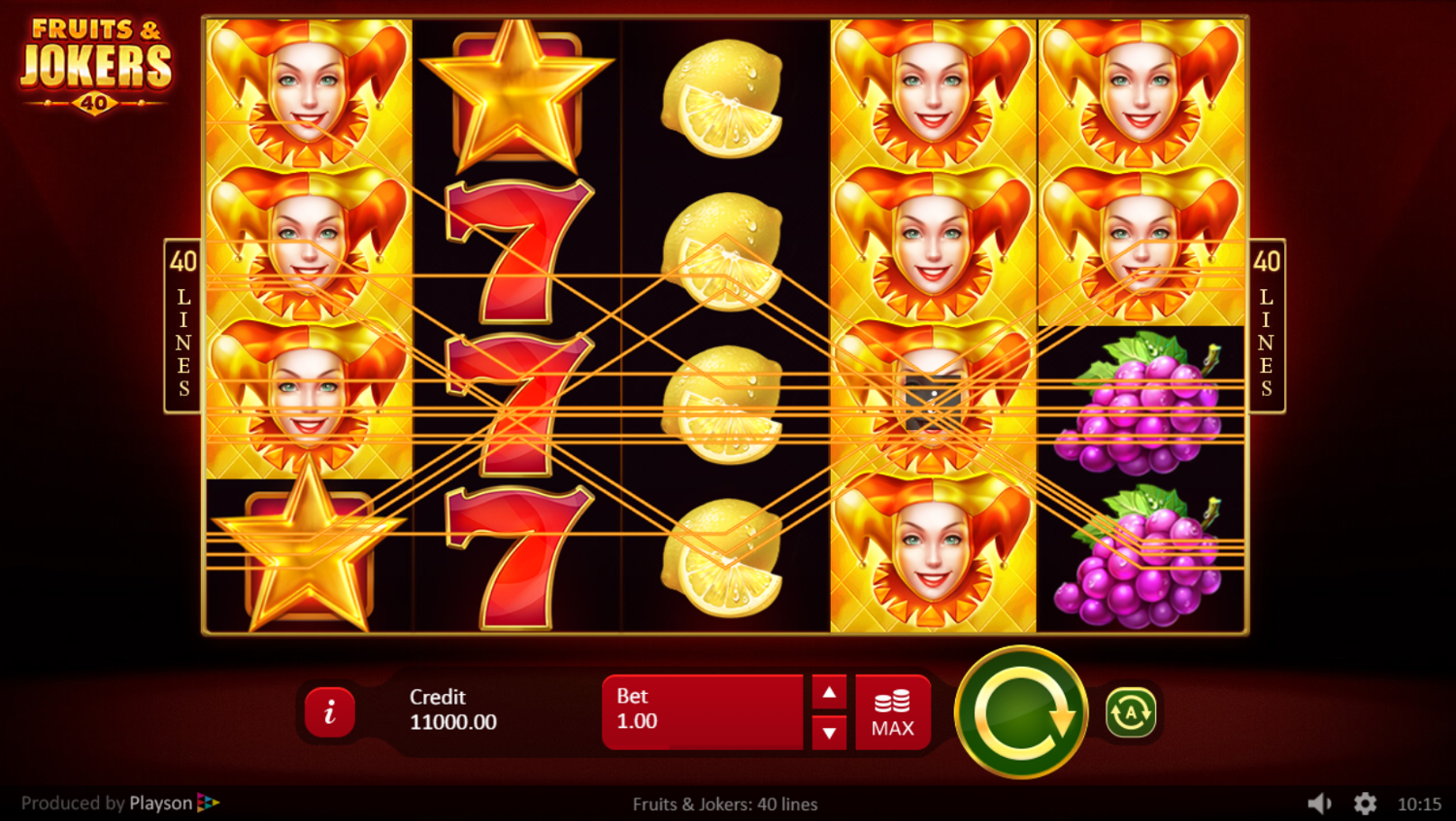 Fruits & Jokers: 40 lines Gameplay Image