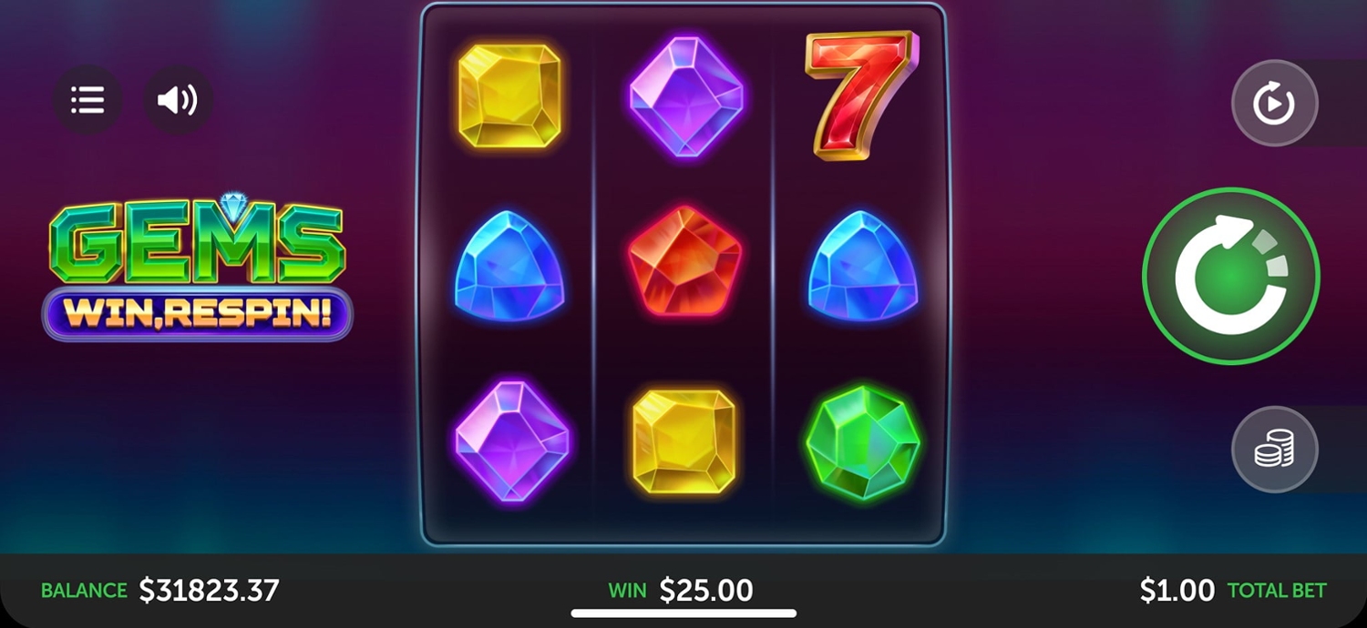 Gems Win, Respin! Gameplay Image