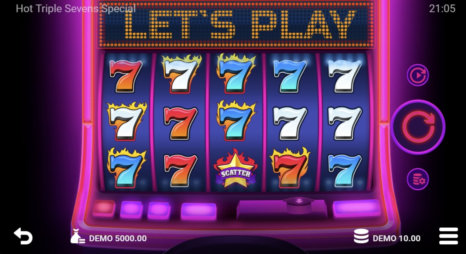 Hot Triple Sevens Special Gameplay Image