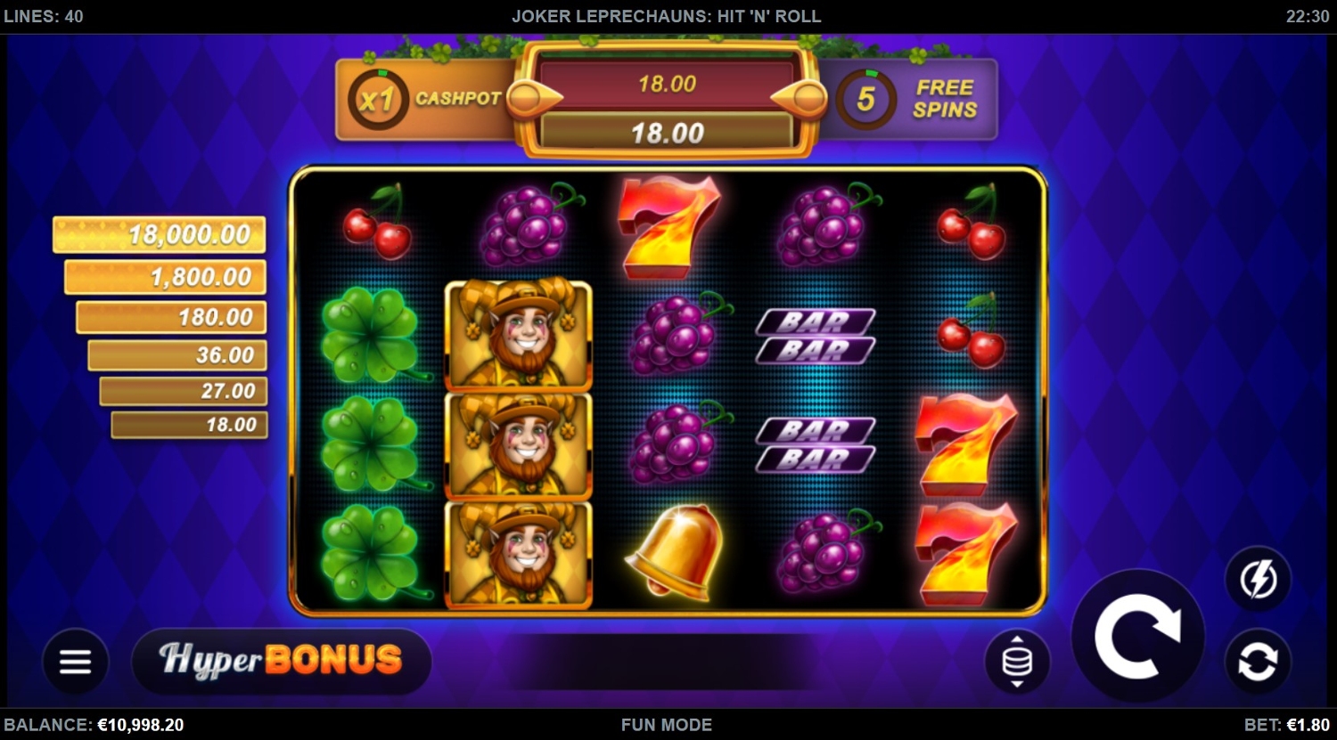 Joker Leprechauns Hit˜n’ Roll Gameplay Image