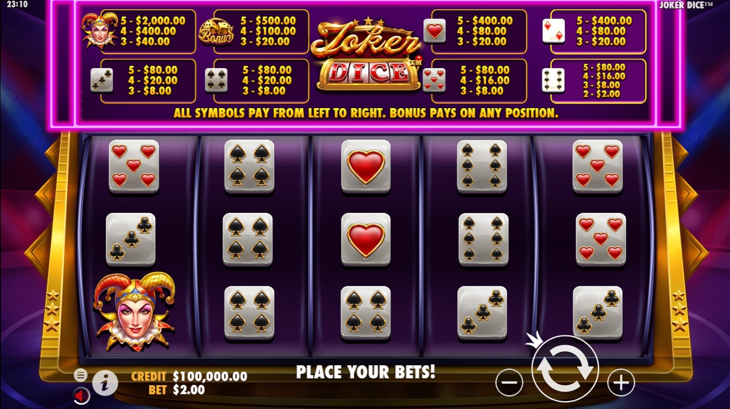 Joker’s Jewels Dice Gameplay Image