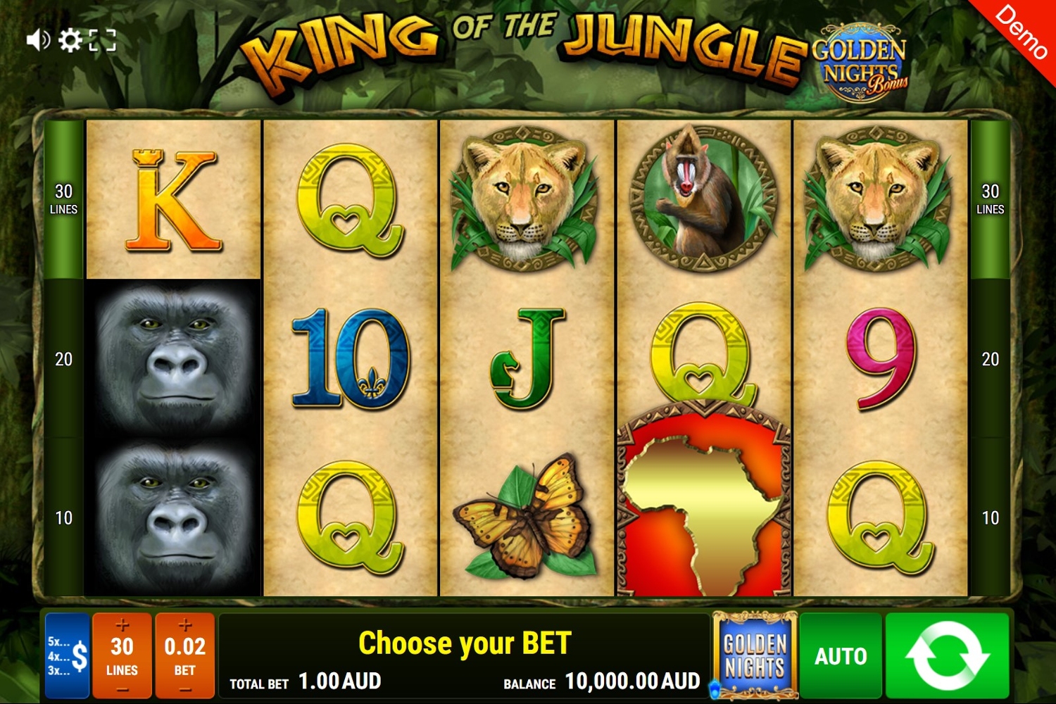 King of the Jungle – Golden Nights Bonus Gameplay Image