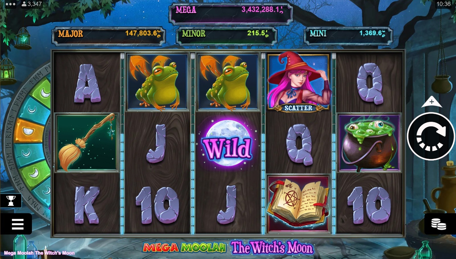 Mega Moolah The Witchs Moon Gameplay Image
