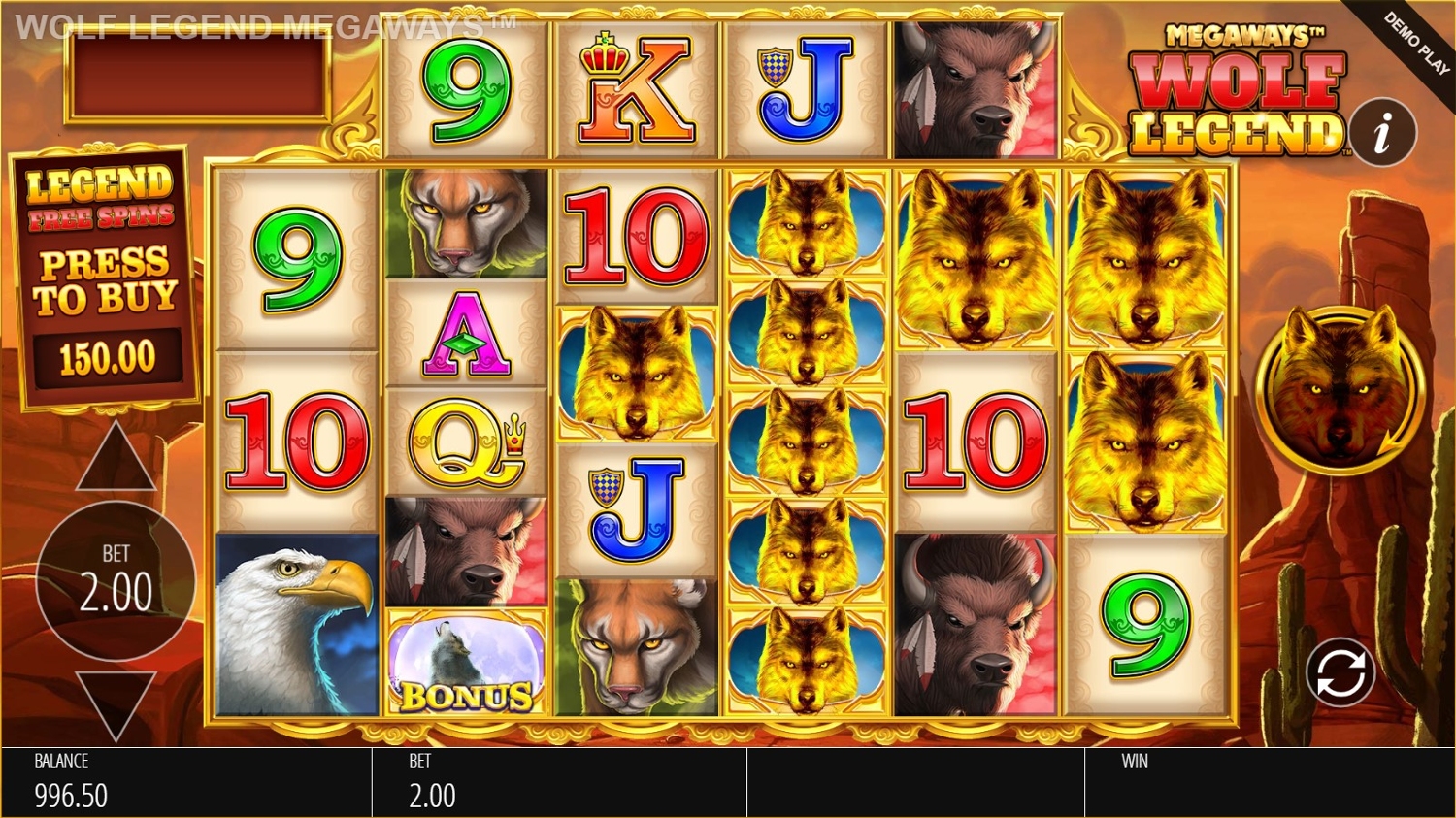 Wolf Legend Megaways Gameplay Image