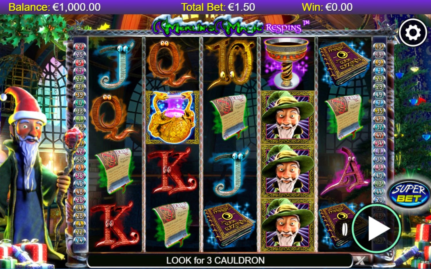 Merlin’s Magic Respins Christmas Gameplay Image