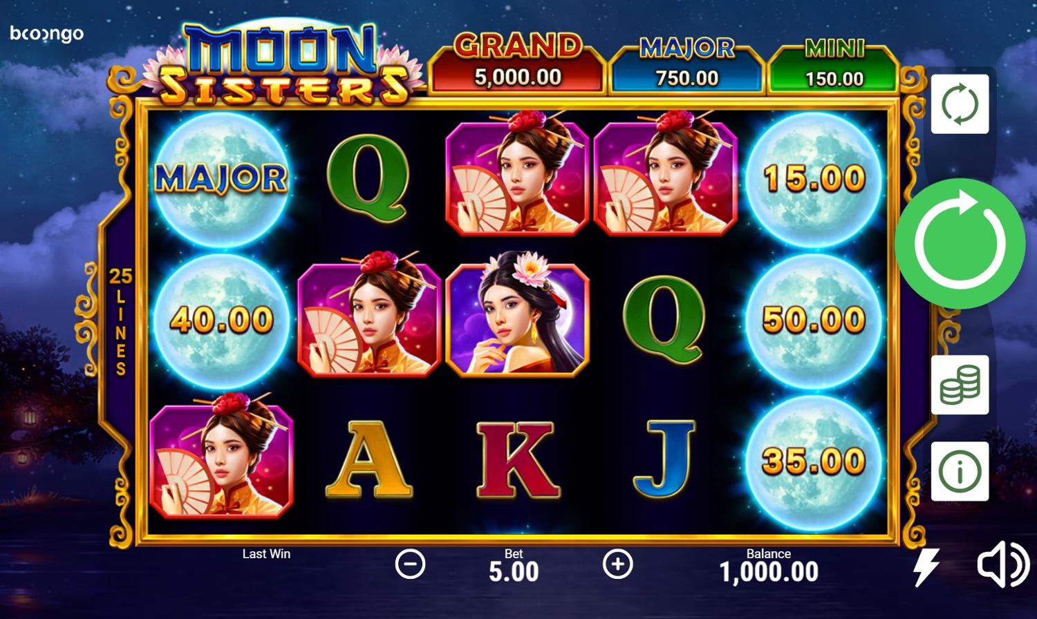 Moon Sisters Hold and Win Gameplay Image
