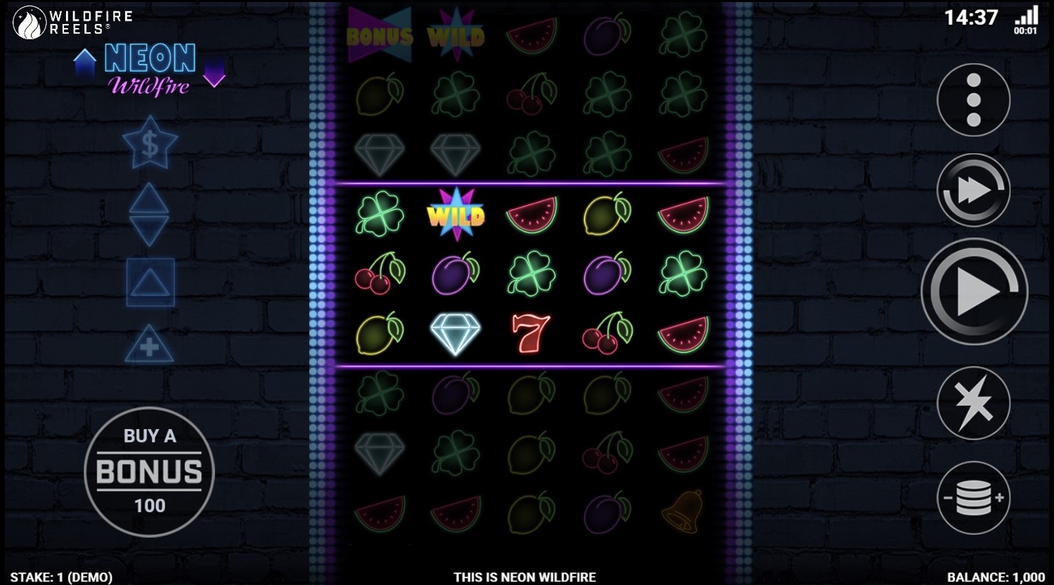 Neon Wildfire with Wildfire Reels Gameplay Image