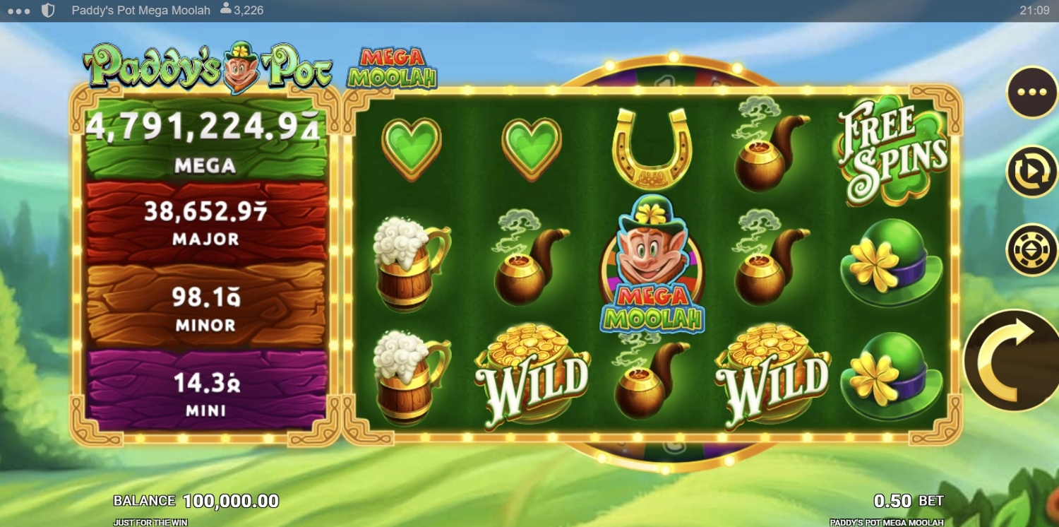 Paddys Pot Mega Moolah Gameplay Image