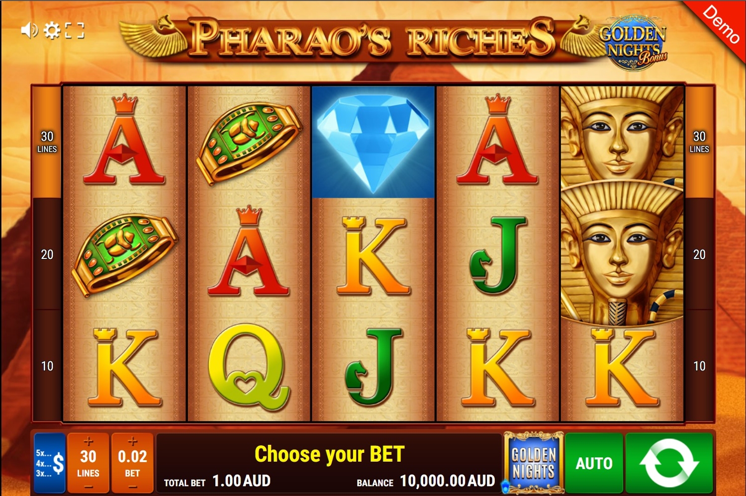 Pharao’s Riches – Golden Nights Bonus Gameplay Image