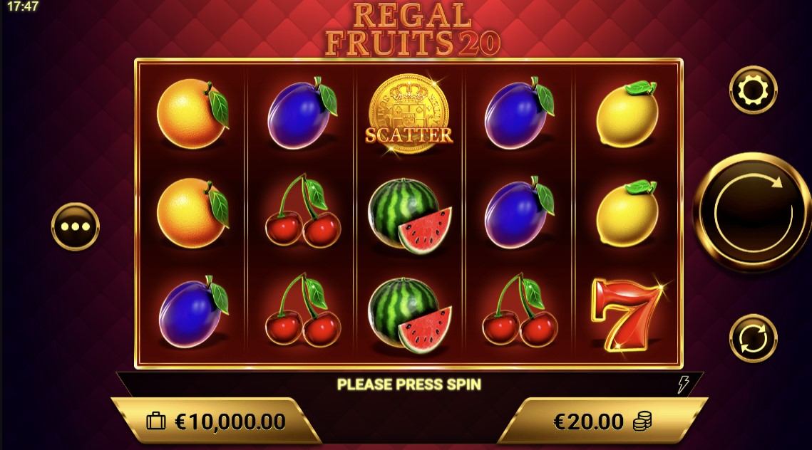 Regal Fruits 20 Gameplay Image
