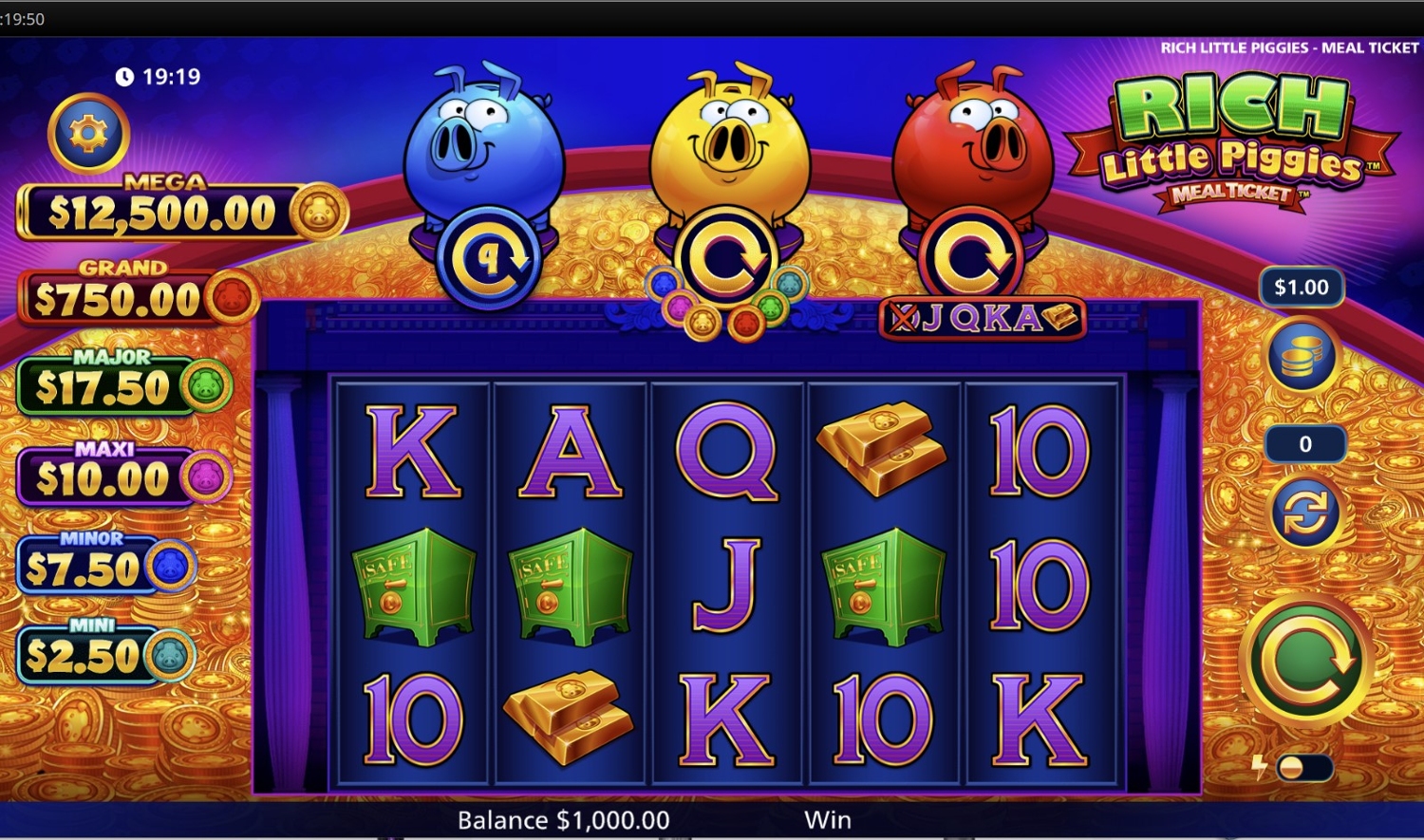 Rich Little Piggies Meal Ticket Gameplay Image