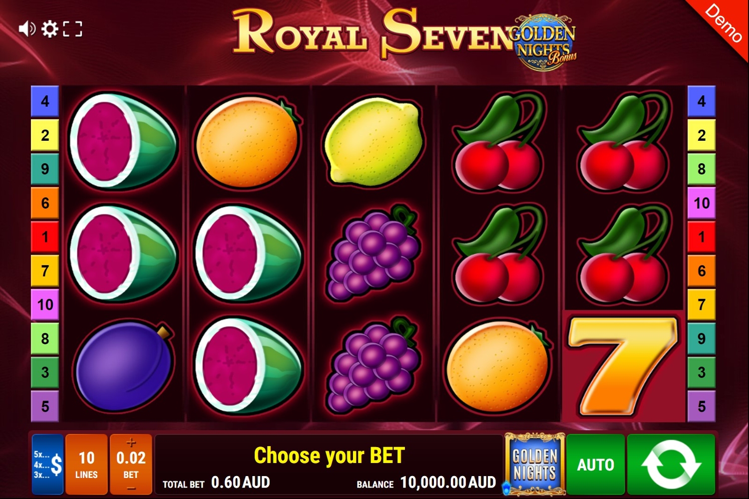 Royal Sevens – Golden Nights Bonus Gameplay Image