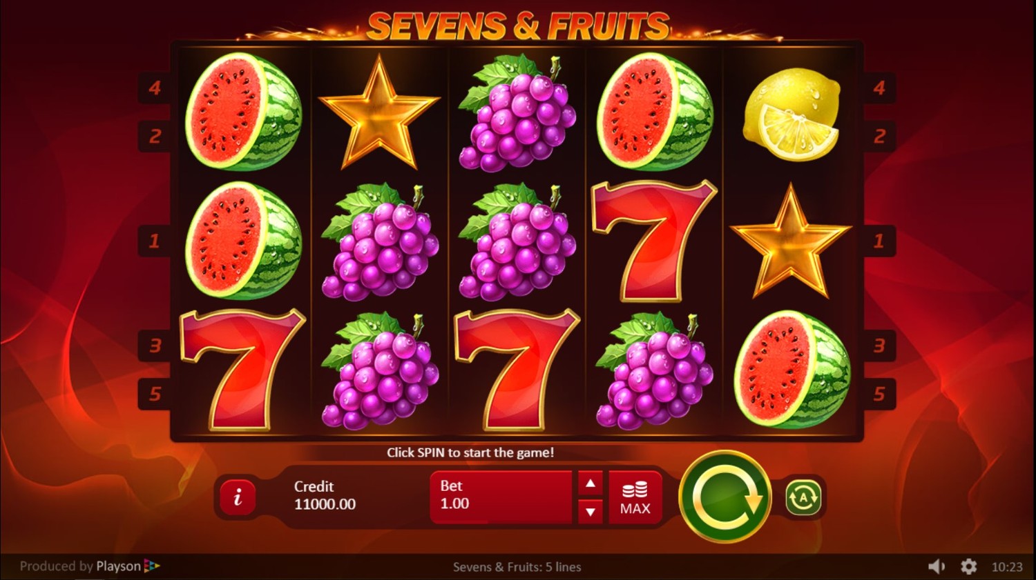 Sevens and Fruits Gameplay Image