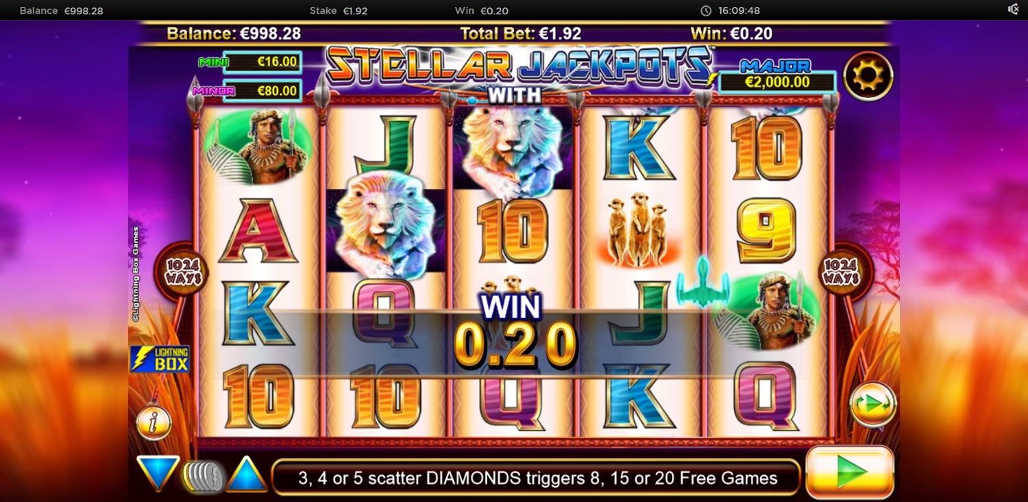 Stellar Jackpots with Silver Lion Gameplay Image