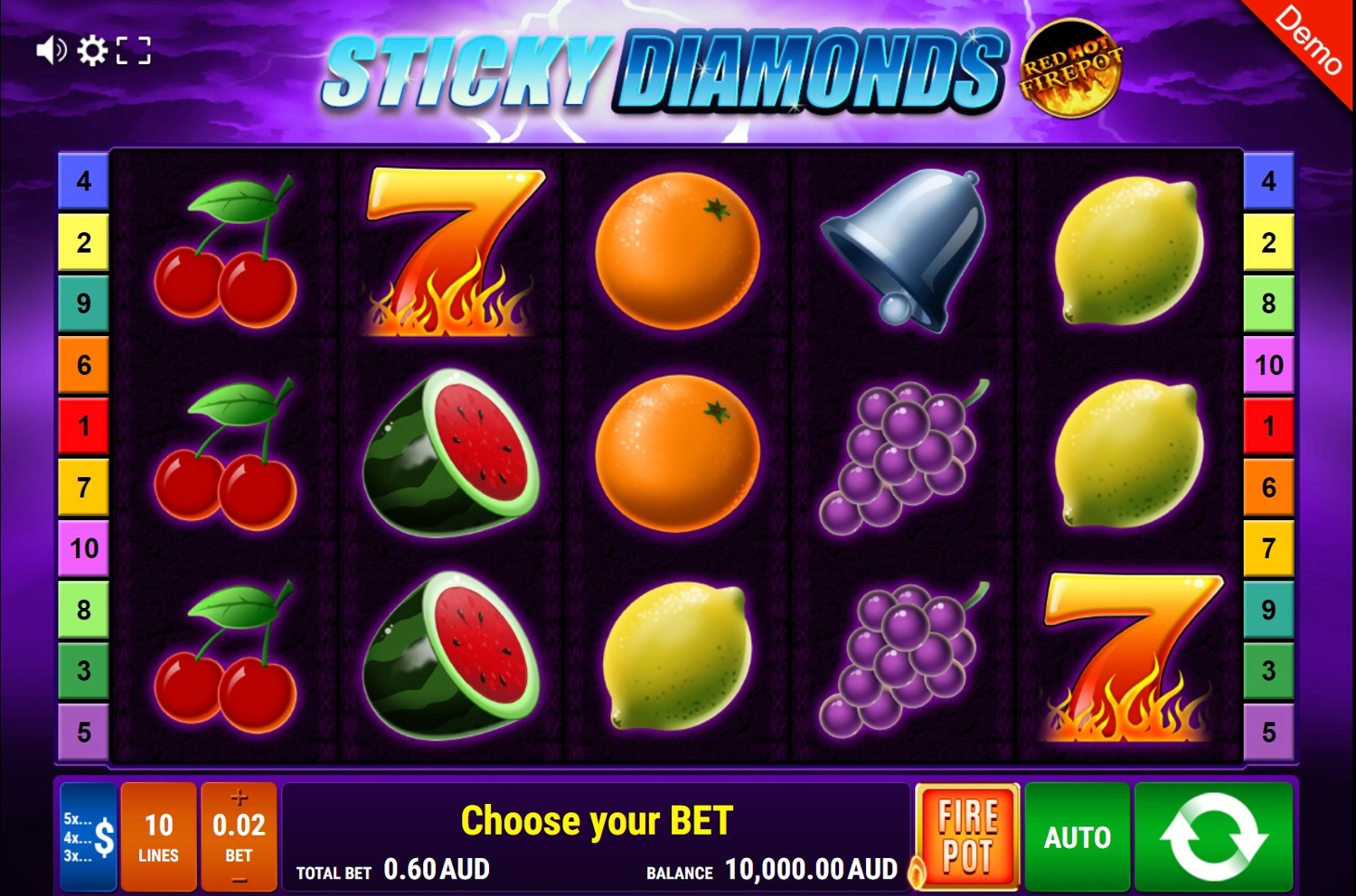 Sticky Diamonds – Red Hot Firepot Gameplay Image
