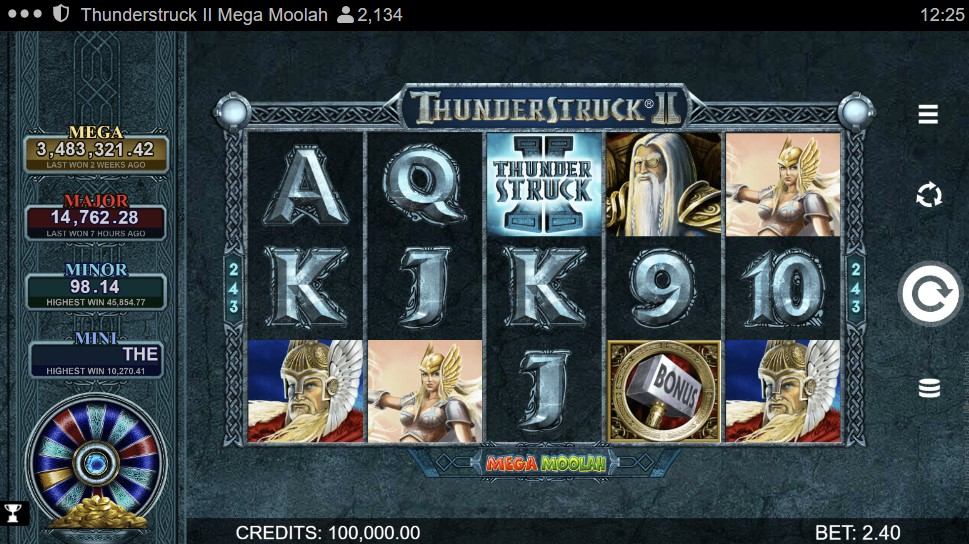 Thunderstruck 2 Mega Moolah Gameplay Image